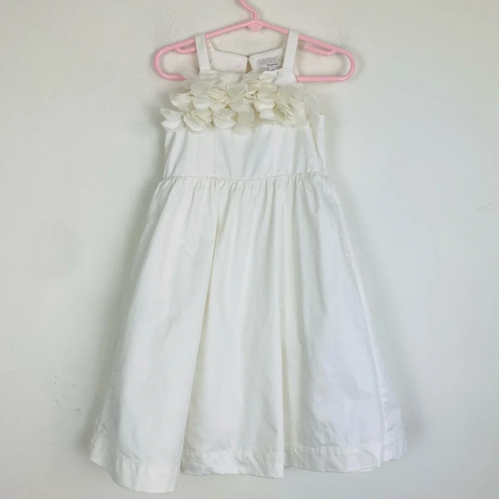 Crewcuts collection white 3D floral appliqué flower girl wedding midi dress. 2